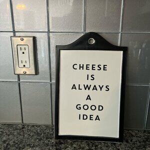 INDIGO Ceramic Cheese Plate 'Cheese Is Always A Good Idea' Charcuterie